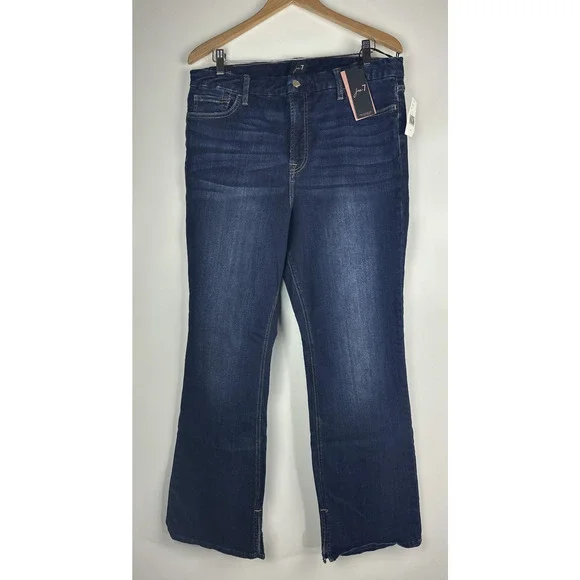 NWT JEN7 Split-Hem Slim Bootcut Jeans Dark Wash Sandblasted Stretch Plus Size 16 - Picture 14 of 14